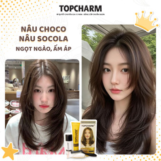 [CAO CẤP] Thuốc nhuộm tóc  NÂU CHOCO/MOCHA không tẩy tóc, tặng kèm gói dưỡng và bộ dụng cụ tại nhà TOPCHARM-CHAMIS