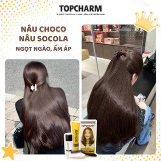 [CAO CẤP] Thuốc nhuộm tóc  NÂU CHOCO/MOCHA không tẩy tóc, tặng kèm gói dưỡng và bộ dụng cụ tại nhà TOPCHARM-CHAMIS