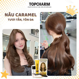 [CAO CẤP] Thuốc nhuộm tóc NÂU CARAMEL không tẩy tóc, tặng kèm gói dưỡng và bộ dụng cụ tại nhà TOPCHARM-CHAMIS
