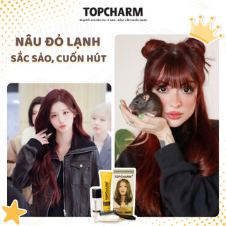 [CAO CẤP] Thuốc nhuộm tóc NÂU ĐỎ LẠNH không tẩy tóc, tặng kèm gói dưỡng và bộ dụng cụ tại nhà TOPCHARM-CHAMIS