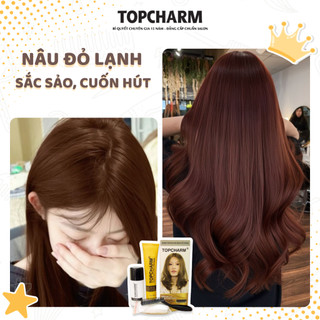 [CAO CẤP] Thuốc nhuộm tóc NÂU ĐỎ LẠNH không tẩy tóc, tặng kèm gói dưỡng và bộ dụng cụ tại nhà TOPCHARM-CHAMIS