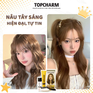 [CAO CẤP] Thuốc nhuộm tóc  NÂU TÂY SÁNG không tẩy tóc, tặng kèm gói dưỡng và bộ dụng cụ tại nhà TOPCHARM-CHAMIS