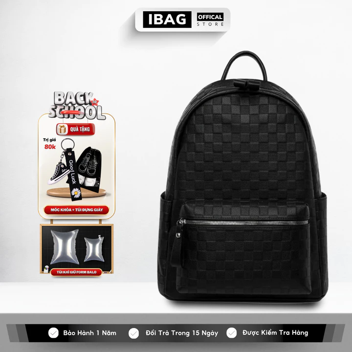 Balo Da Đi Học IBAG Balô Da Thời Trang Nam Nữ Cặp Da Pu Cao Cấp Ba Lô Da Cặp Đi Học Ulzzang Balo Đựng Laptop 14 Inh