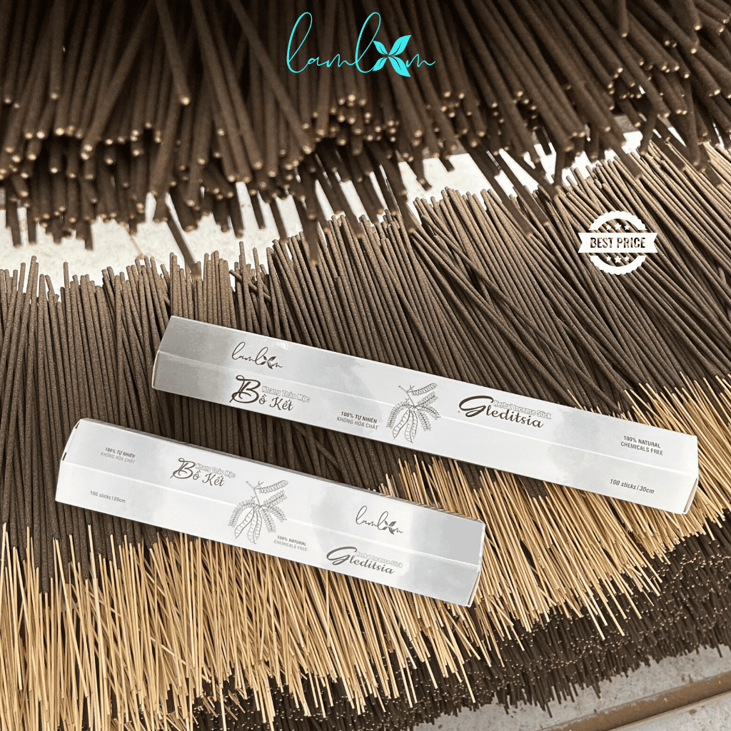 Nhang bồ kết Lam Lam 20cm 30cm nhang sạch thờ cúng, xông nhà, thanh lọc khử khuẩn
