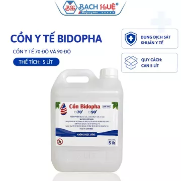 Cồn 70 độ và Cồn 90 độ Bidopha Can 5 Lít – dung dịch diệt khuẩn thiết bị y tế và gia đình
