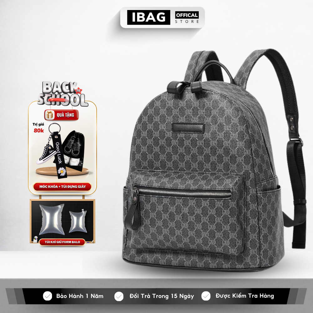 Balo Da Đi Học IBAG Balô Da Thời Trang Nam Nữ Cặp Da Pu Cao Cấp Ba Lô Da Cặp Đi Học Ulzzang Balo Đựng Laptop 14 Inh