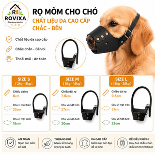 Rọ Mõm Chó Da Cao Cấp - Chống Cắn, Chống Ăn Bậy, Điều Chỉnh Size S M L
