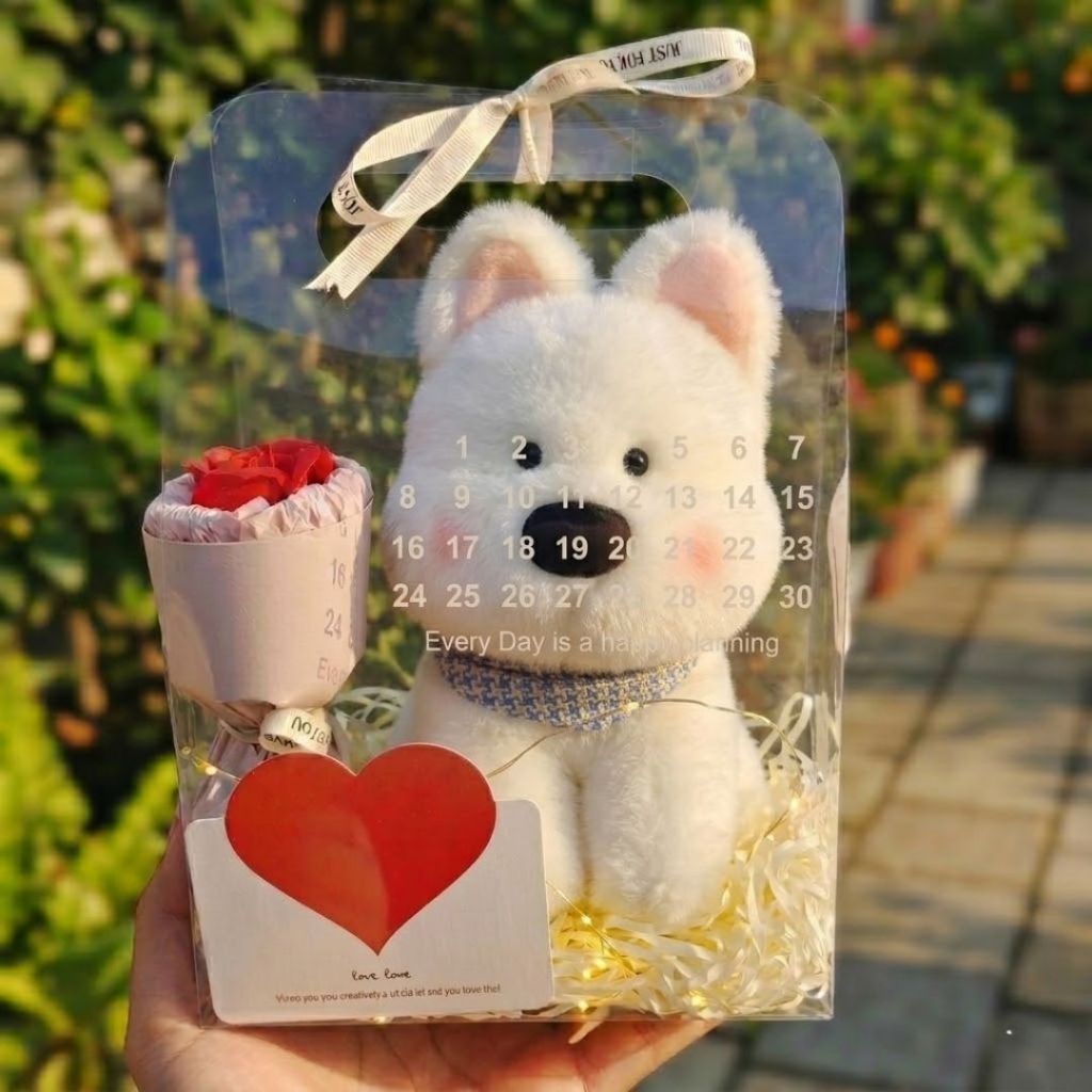 Combo/Set Quà Tặng Gấu Bông Con Vật Dễ Thương Kèm Bó Hoa, Đèn Led, Thiệp Làm Quà Tặng Cho Bạn Gái,Trai Cho Bé