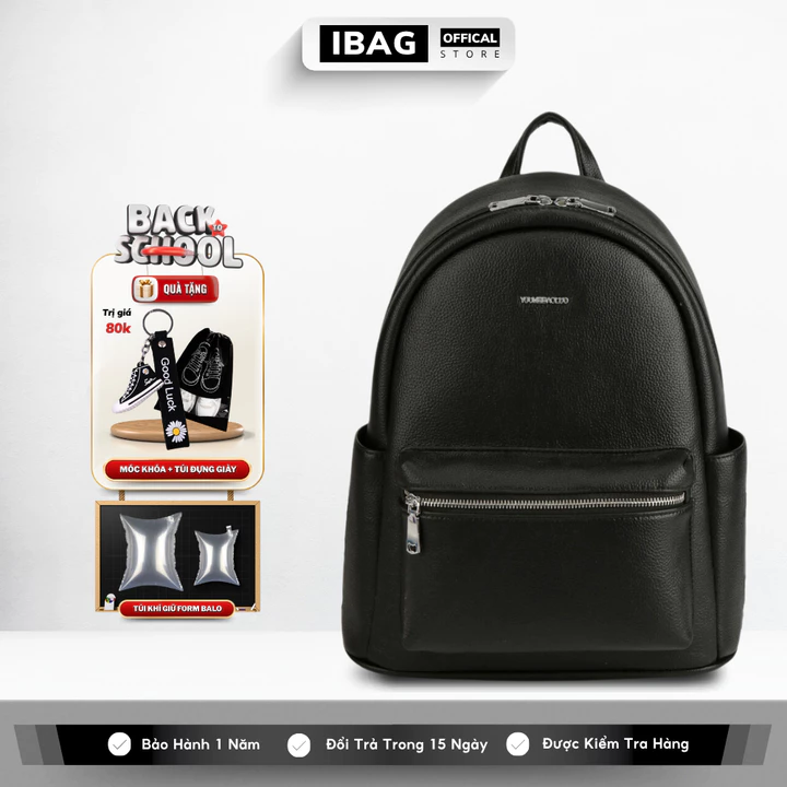 Balo Da Đi Học IBAG Balô Da Thời Trang Nam Nữ Cặp Da Pu Cao Cấp Ba Lô Da Cặp Đi Học Ulzzang Balo Đựng Laptop 14 Inh
