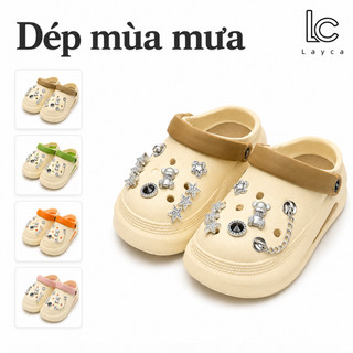 Sandal trời mưa mùa hè, đế dày, thoáng khí và thoải mái, trang trí gấu bạc dễ thương