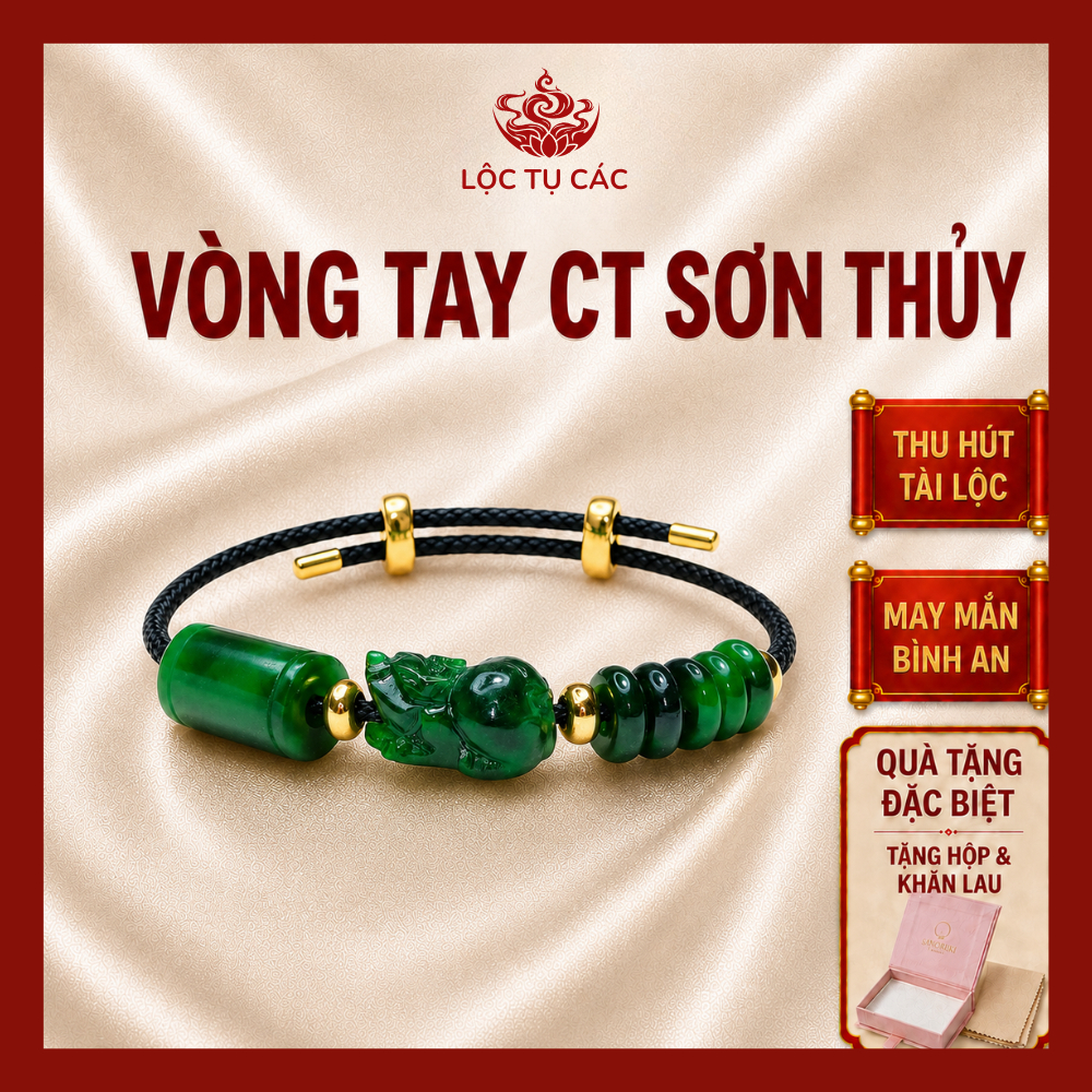 Vòng tay đá Ngũ Điếu Tỳ Hưu Lu Thống CT Sơn Thủy Ba Charm , lắc tay Lộc Tụ Các cân bằng năng lượng, bình an, may mắn.
