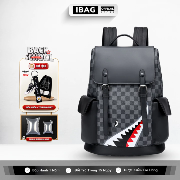 Balo Da Đi Học IBAG Balô Da Thời Trang Nam Nữ Cặp Da Pu Cao Cấp Ba Lô Da Cặp Đi Học Ulzzang Balo Đựng Laptop 15.6 Icnh