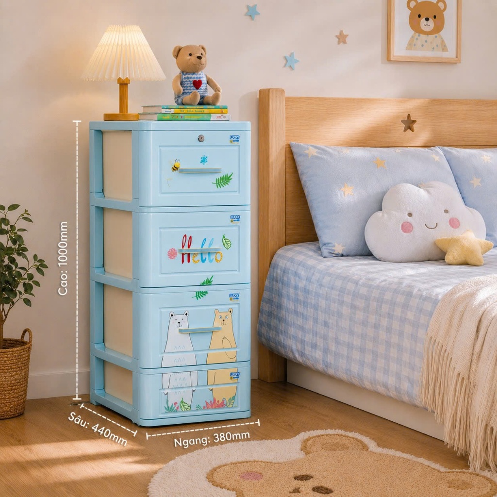 [HỎA TỐC] Tủ nhựa Lucky 3-4-5 tầng QUI PHÚC, chắc chắn, tiện lợi, dễ lắp ráp, tủ quần áo đa năng