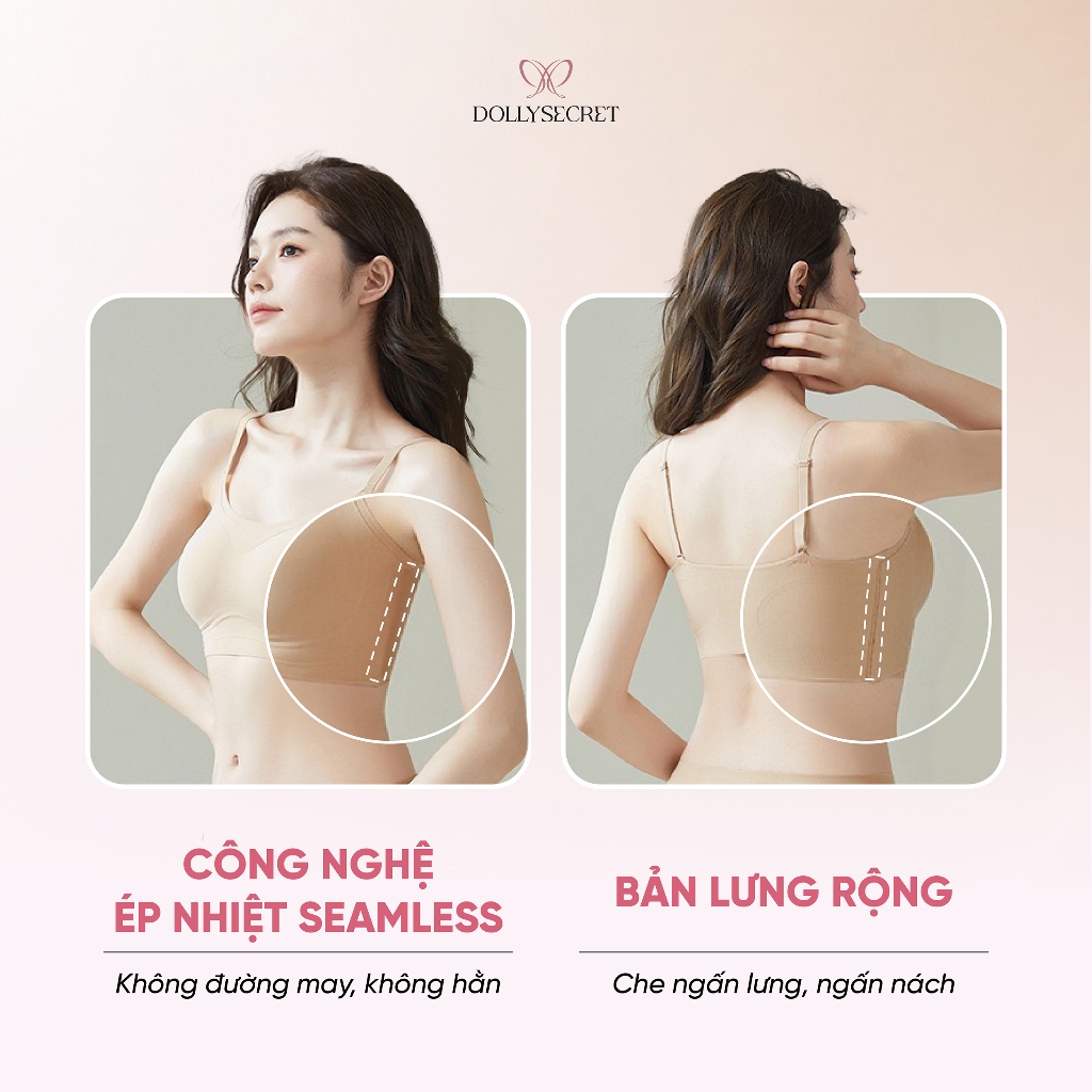 Áo Lót Không Gọng Định Hình V1 DOLLY SECRET Tàng Hình Áo Lót Su Nữ Liền Mảnh A61