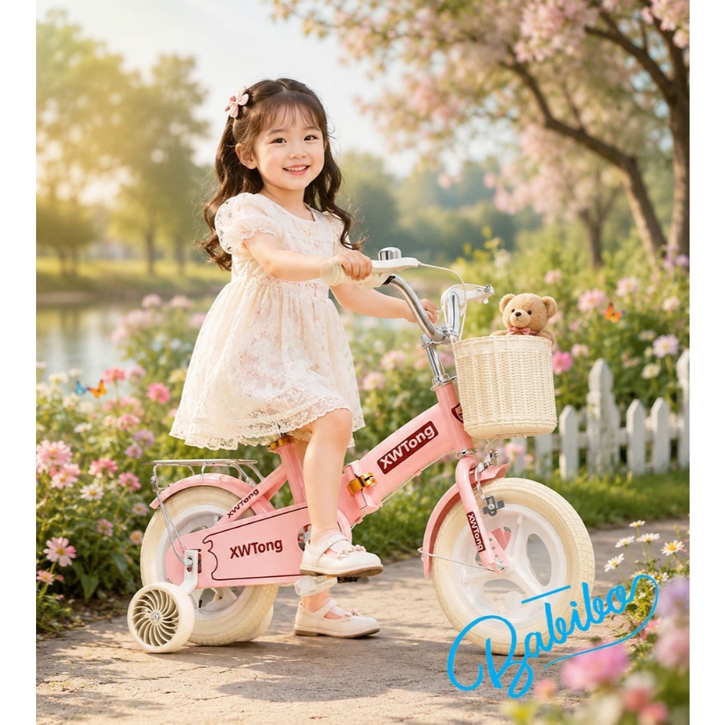 Xe đạp trẻ em, xe đạp Bé Gái BabiboKids Có Giỏ Mây Yên Da đủ 3 màu Xanh Hồng Kem Size 12-20