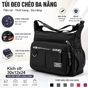 Túi đeo chéo nam vải Canvas mới, nhiều lớp, bền bỉ, dung tích lớn cho chợ đêm#s216