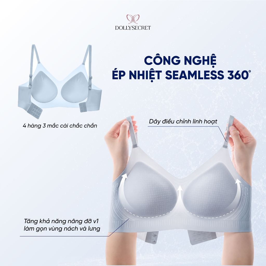 Áo Lót CRYSTAL ICE Lụa Băng Thoáng Khí 360 DOLLY SECRET Không Gọng Không Lộ Viền A63
