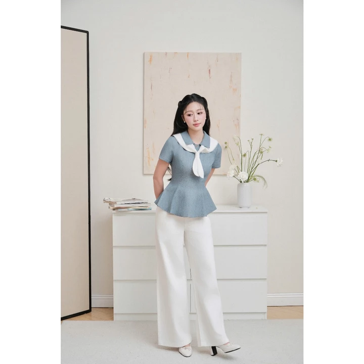 (Timeless Muse) Áo thô tùng peplum phối khăn viền ren, chất liệu cao cấp, form chiết eo tôn dáng thời trang Calie ACC634