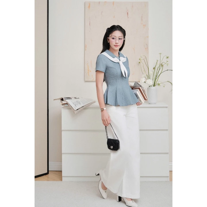 (Timeless Muse) Áo thô tùng peplum phối khăn viền ren, chất liệu cao cấp, form chiết eo tôn dáng thời trang Calie ACC634