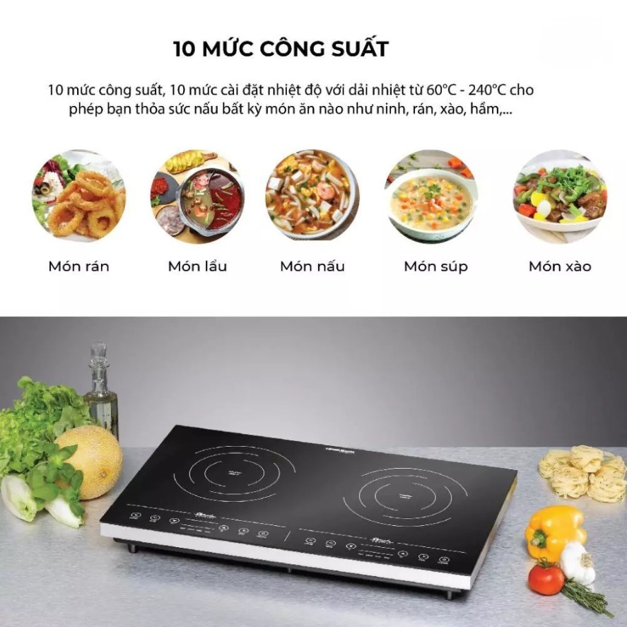 Bếp Từ Đôi Rommelsbacher CT 3410/IN 3400W | Mặt Kính Ceramic | Cảm Ứng LED | 10 Mức Nhiệt Chính Hãng
