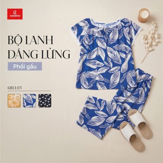(Sẵn) 6BLL05 Bộ đồ mặc nhà nữ CARDINA chất liệu lanh áo cộc phối gấu và quần lửng 6BLL05