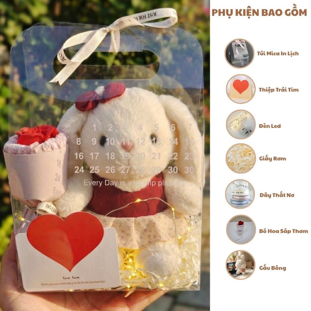Túi/Set Quà Tặng Gấu Bông Mica Sang Trọng Kèm Nhiều Phụ Kiện Làm Quà Tặng Sinh Nhật Cho Bạn Gái,Trai, Cho Bé