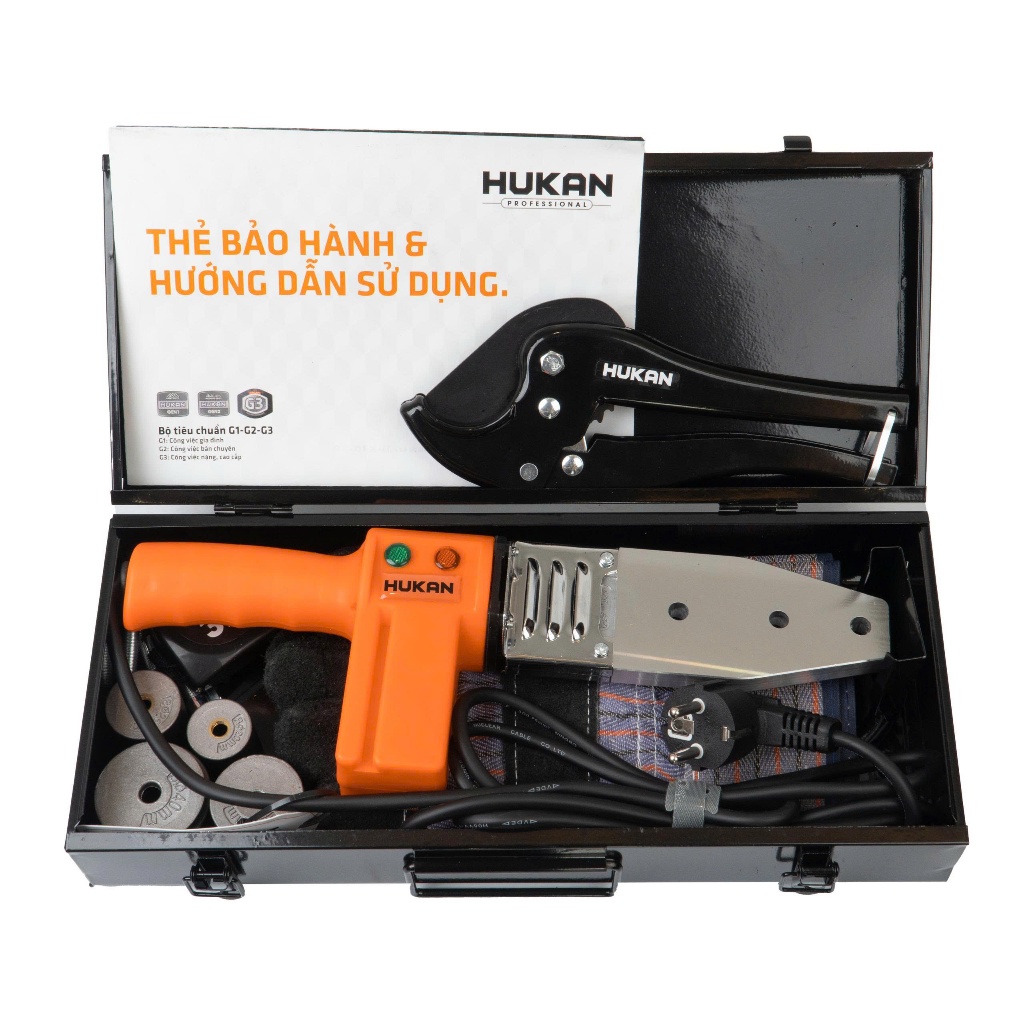 Máy Hàn Ống Nhựa HUKAN G1-HN2430 | Công Suất 800W |Gia Nhiệt Nhanh Dưới 5 Phút | Kèm 4 Đầu Hàn 20-40mm