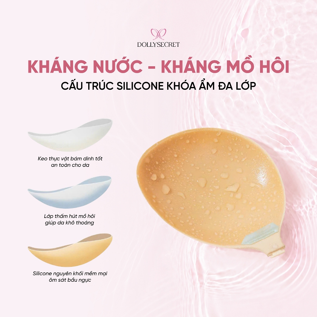 Áo Dán Ngực EXTRA FIT Siêu Dính Chống Tụt Dùng Khi Vận Động DOLLYSECRET Siêu Tệp Da Có Thể Thay Thế Keo Dán D22