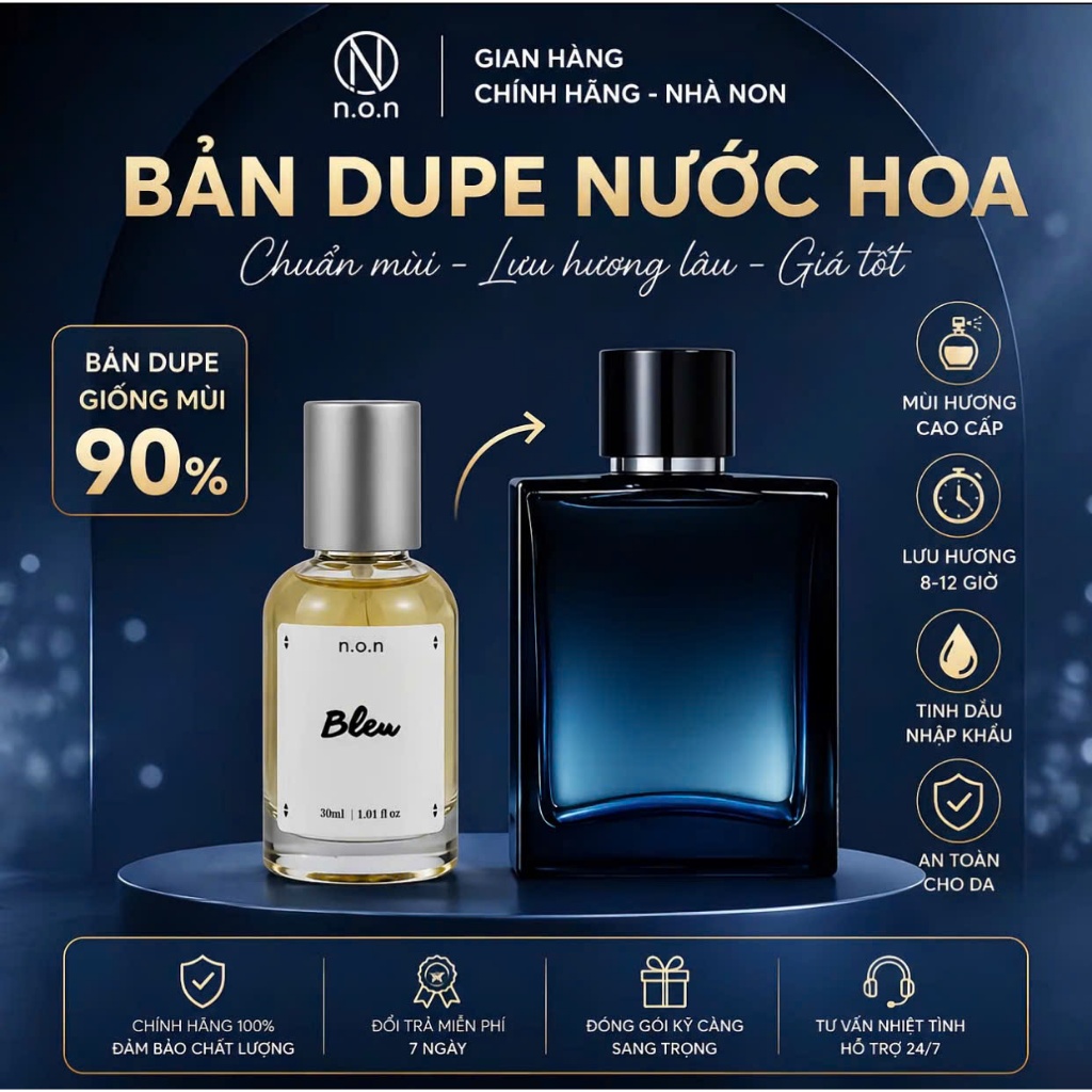 Nước hoa nam Non Blue EDP -  Ấm áp, thanh lịch, lãng man-xuất sứ Việt Nam phát hành năm 2025 hương gỗ thảo mộc tươi mát
