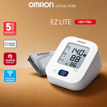 Máy Đo Huyết Áp Bắp Tay Omron Ez Lite HEM-7180 | Cảnh Báo Nhịp Tim Không Đều, Bảo Hành 5 Năm