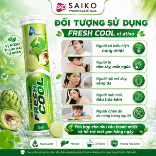 Viên Sủi Fresh Cool Vị Atiso 20 Viên x 4g, Hỗ Trợ Thanh Nhiệt Mát Gan, Giảm Nóng Trong Người