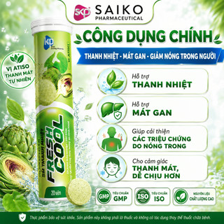 Viên Sủi Fresh Cool Vị Atiso 20 Viên x 4g, Hỗ Trợ Thanh Nhiệt Mát Gan, Giảm Nóng Trong Người