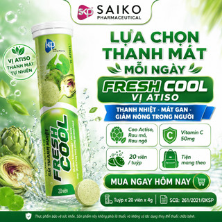 Viên Sủi Fresh Cool Vị Atiso 20 Viên x 4g, Hỗ Trợ Thanh Nhiệt Mát Gan, Giảm Nóng Trong Người