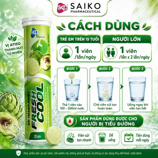 Viên Sủi Fresh Cool Vị Atiso 20 Viên x 4g, Hỗ Trợ Thanh Nhiệt Mát Gan, Giảm Nóng Trong Người