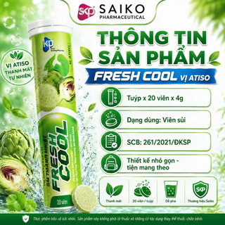 Viên Sủi Fresh Cool Vị Atiso 20 Viên x 4g, Hỗ Trợ Thanh Nhiệt Mát Gan, Giảm Nóng Trong Người