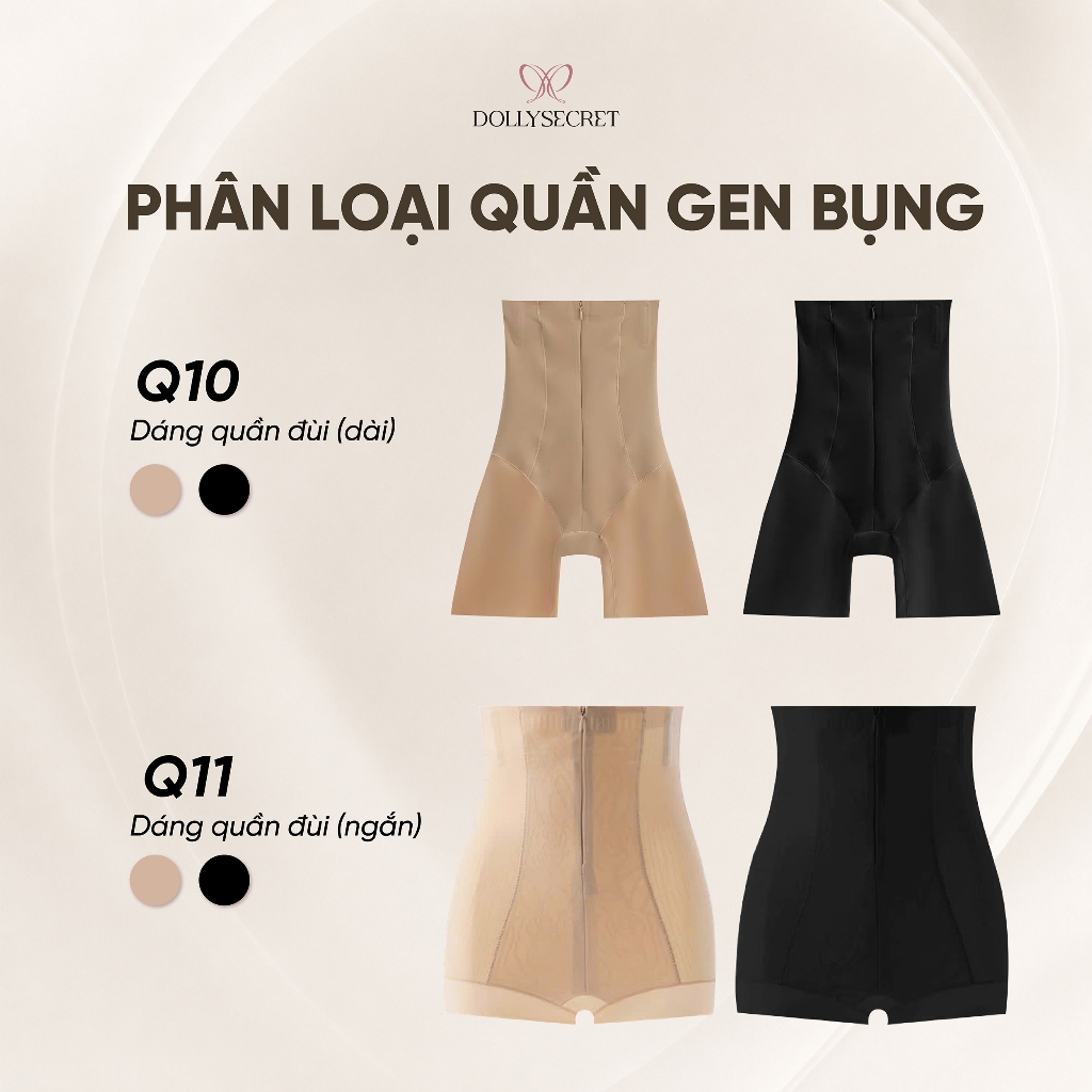 Quần Gen Bụng SHAPE LOCK Siết Eo Chống Cuộn DOLLY SECRET Dáng Đùi Có Khóa Kéo Và Mắc Cài Q10