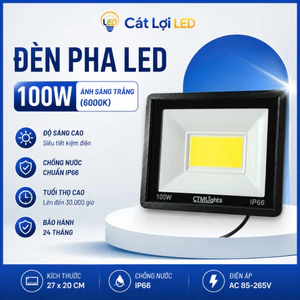Đèn Pha COB Ngoài Trời 220V Chiếu Sáng Sân Vườn, Nhà Xưởng Kho Bãi, Đèn Led Chống Nước 100W - CTMLights