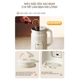 Máy làm sữa hạt 1L Bear SMM-HO86VZ, 8 Chế độ nấu, Lưỡi 12 cánh, Hẹn giờ, Xay sinh tố, BH 18 tháng