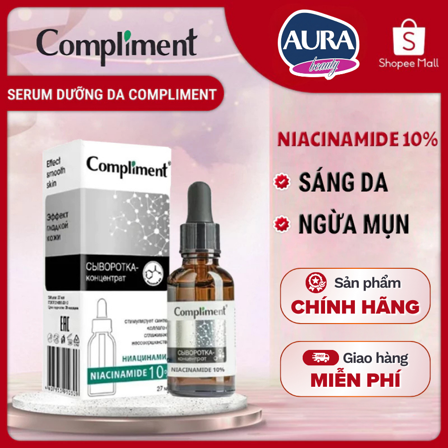 Serum Dưỡng Da Compliment Niacinamide 10% 27ml Kiềm Dầu, Giảm Thâm Mụn Sáng Da