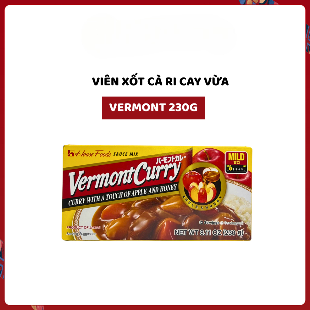 Viên Xốt Cà Ri Vị Táo Và Mật Ong Vermont House Foods 230g JAPAUS GOURMET