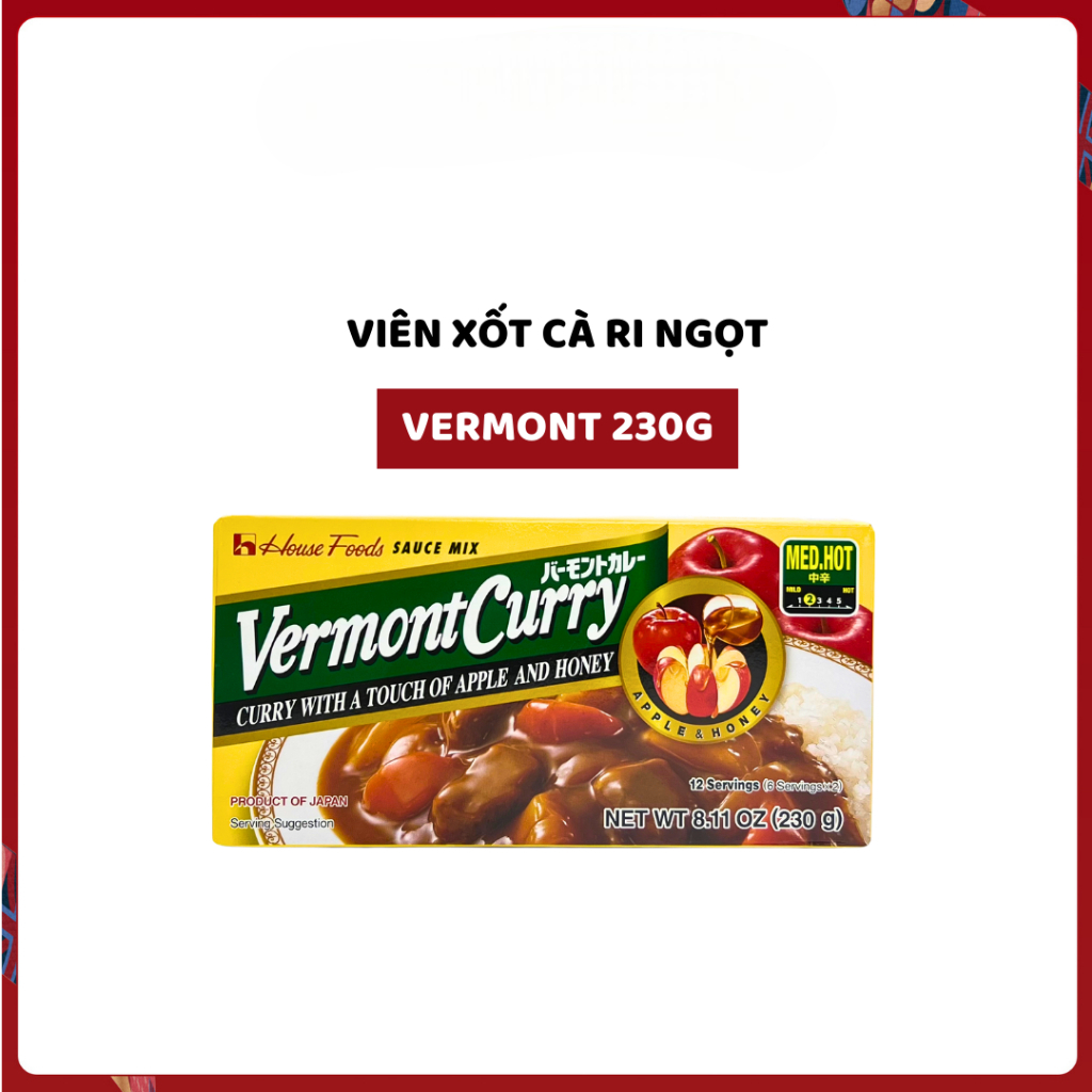 Viên Xốt Cà Ri Vị Táo Và Mật Ong Vermont House Foods 230g JAPAUS GOURMET