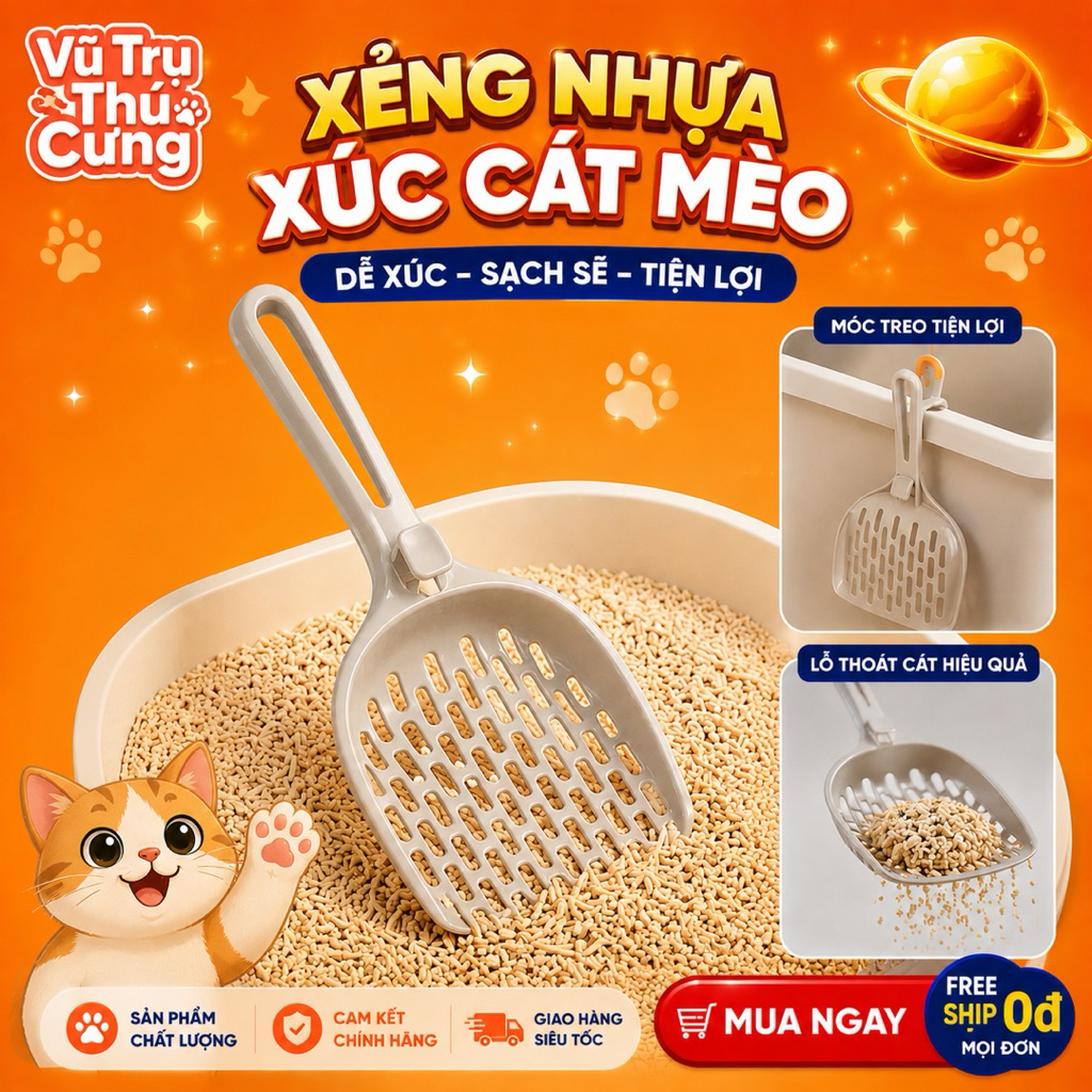 Xẻng Xúc Cát Vệ Sinh Cho Mèo Nhựa Đơn Sắc