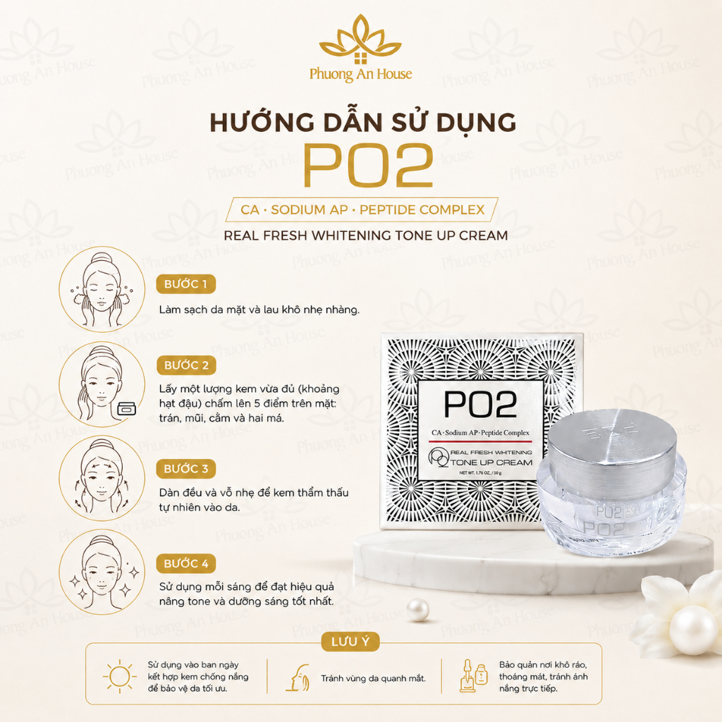 Kem dưỡng PO2 Tone Up Cream dưỡng ẩm trắng da