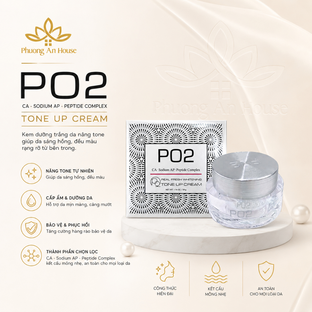 Kem dưỡng PO2 Tone Up Cream dưỡng ẩm trắng da