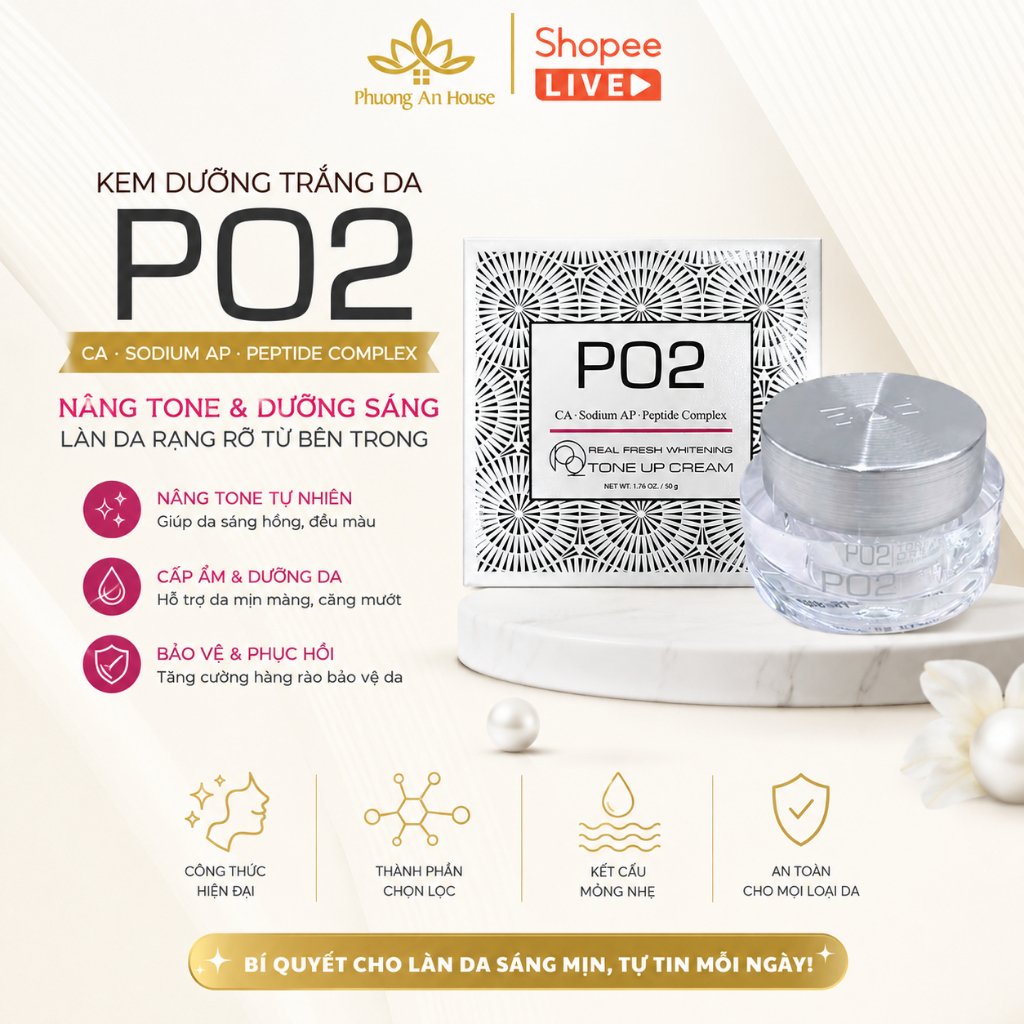 Kem dưỡng PO2 Tone Up Cream dưỡng ẩm trắng da