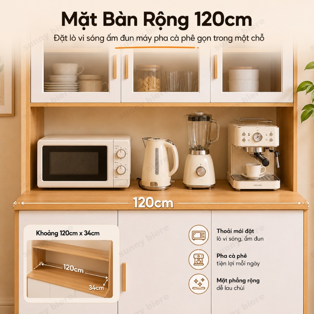 Tủ buffet bắc âu Cửa acrylic trong suốt Lưu trữ đa năng Cho phòng khách phòng ăn 𝙎𝙐𝙉𝙉𝙔 𝘽𝙄𝙀𝙍𝙀