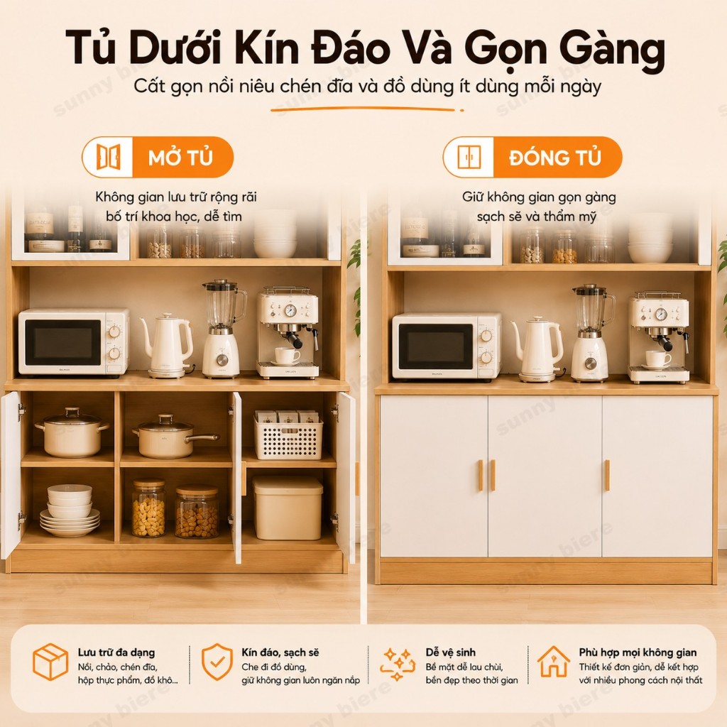 Tủ buffet bắc âu Cửa acrylic trong suốt Lưu trữ đa năng Cho phòng khách phòng ăn 𝙎𝙐𝙉𝙉𝙔 𝘽𝙄𝙀𝙍𝙀