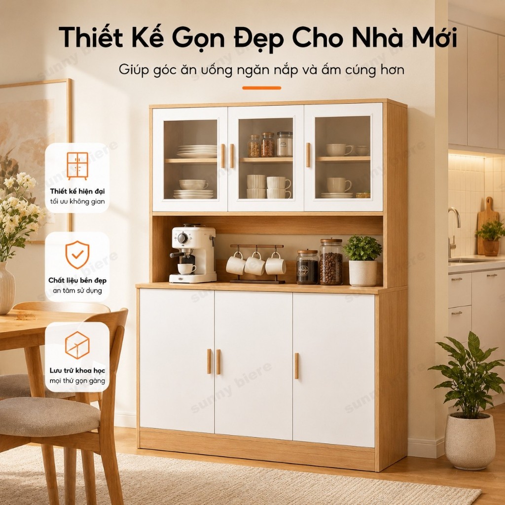 Tủ buffet bắc âu Cửa acrylic trong suốt Lưu trữ đa năng Cho phòng khách phòng ăn 𝙎𝙐𝙉𝙉𝙔 𝘽𝙄𝙀𝙍𝙀