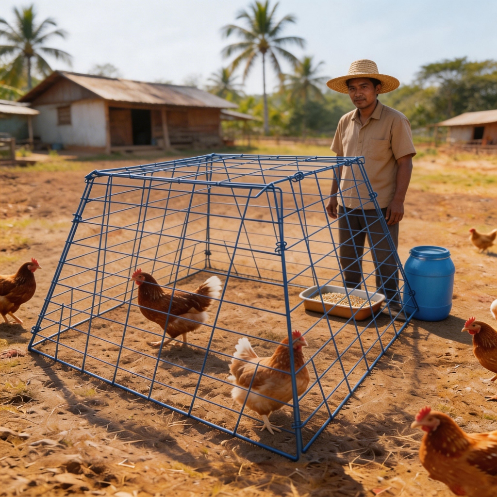 Lồng Gà Dây Thép Sơn Tĩnh Điện, Lồng Gà Chọi Gà Tre Gấp Gọn Nuôi Ngoài Trời