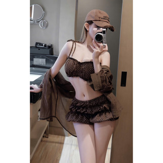 Sweet Bibi  Set bikini 3 chi tiết hoạ tiết bi trẻ trung năng động